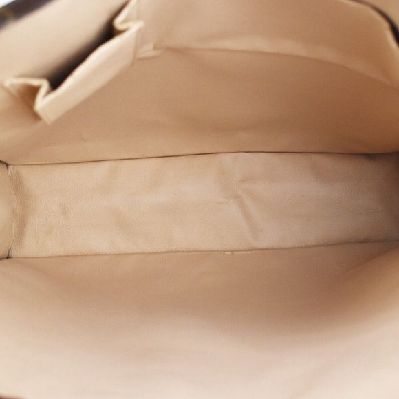 LOUIS VUITTON Logo Sac Plat Hand Tote Bag Monogram Leather Brown M51140 81YA132 - Picture 10 of 16